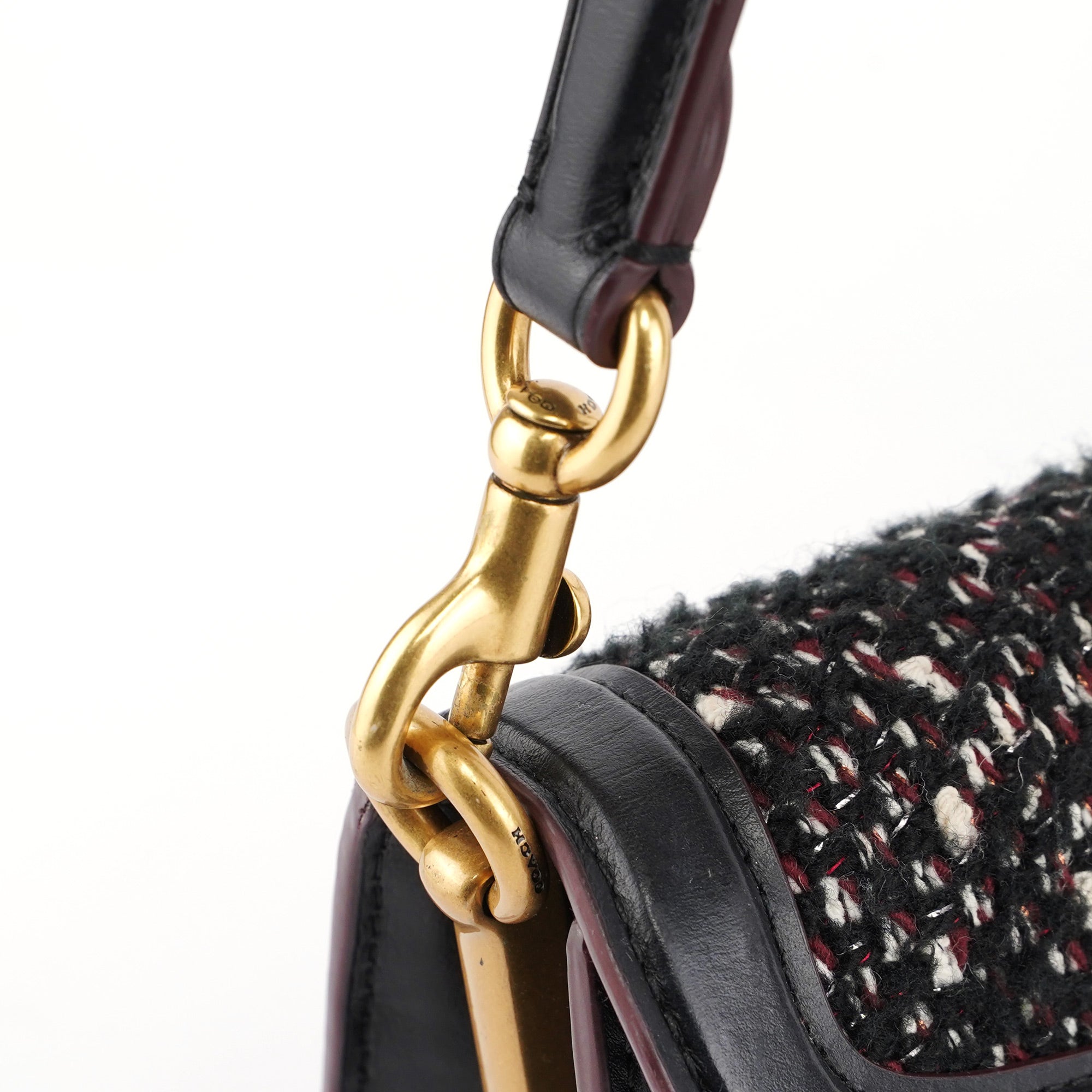 Black Tweed Leather Tabby Shoulder Bag