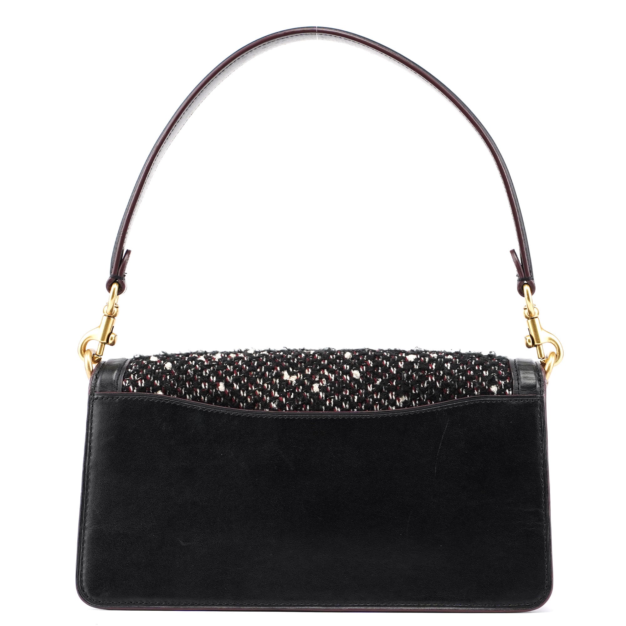 Black Tweed Leather Tabby Shoulder Bag