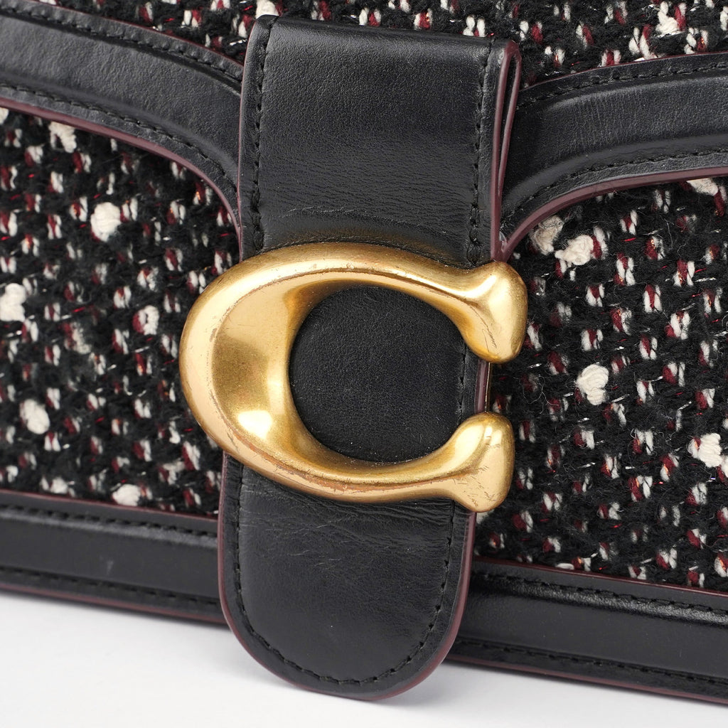 Black Tweed Leather Tabby Shoulder Bag