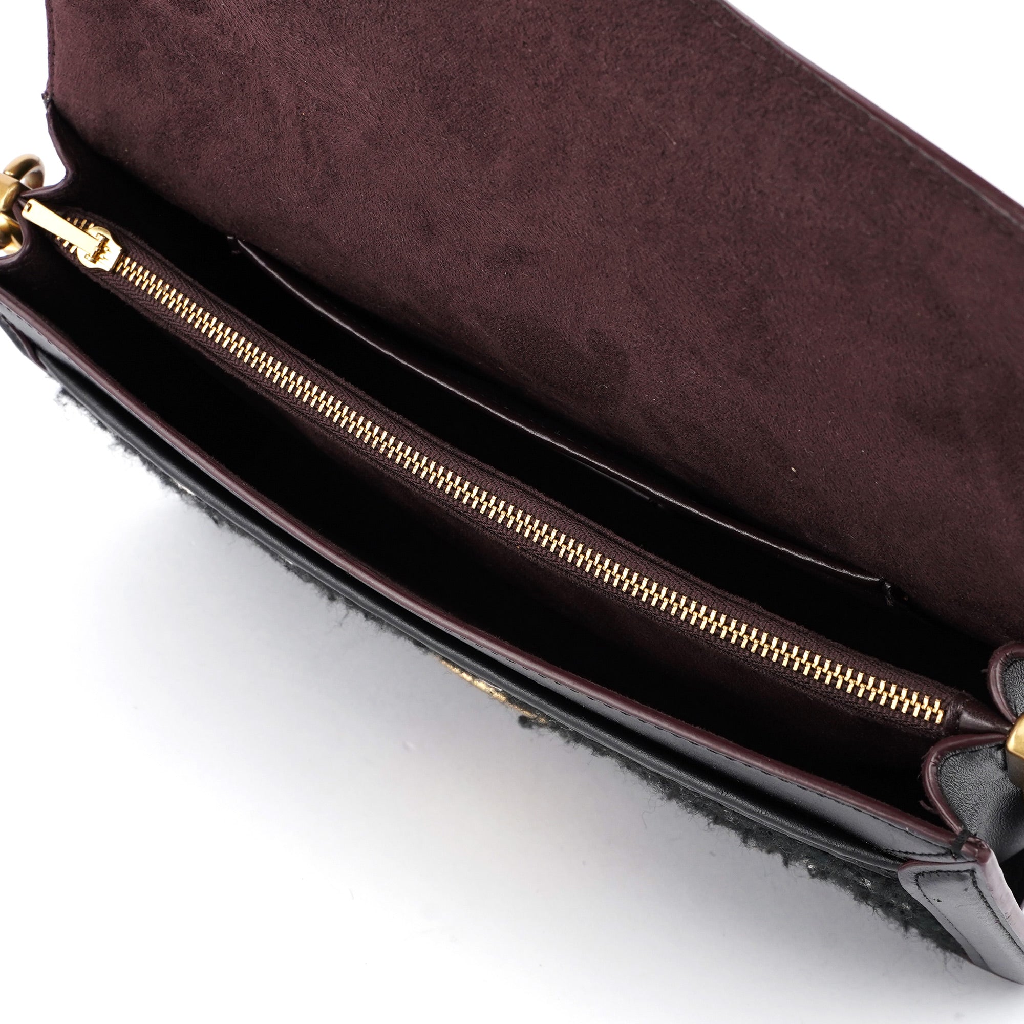 Black Tweed Leather Tabby Shoulder Bag