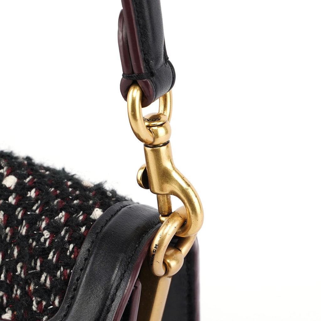 Black Tweed Leather Tabby Shoulder Bag
