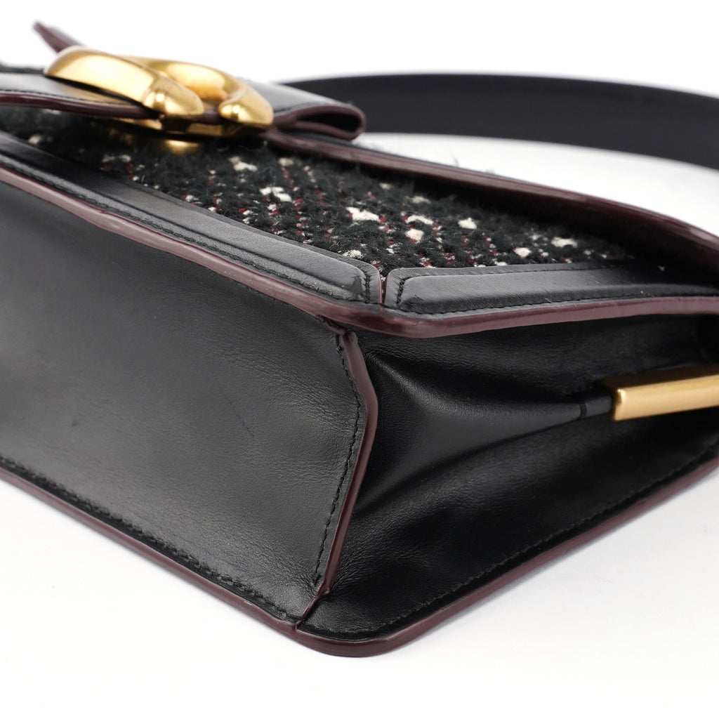 Black Tweed Leather Tabby Shoulder Bag