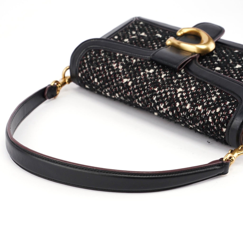Black Tweed Leather Tabby Shoulder Bag