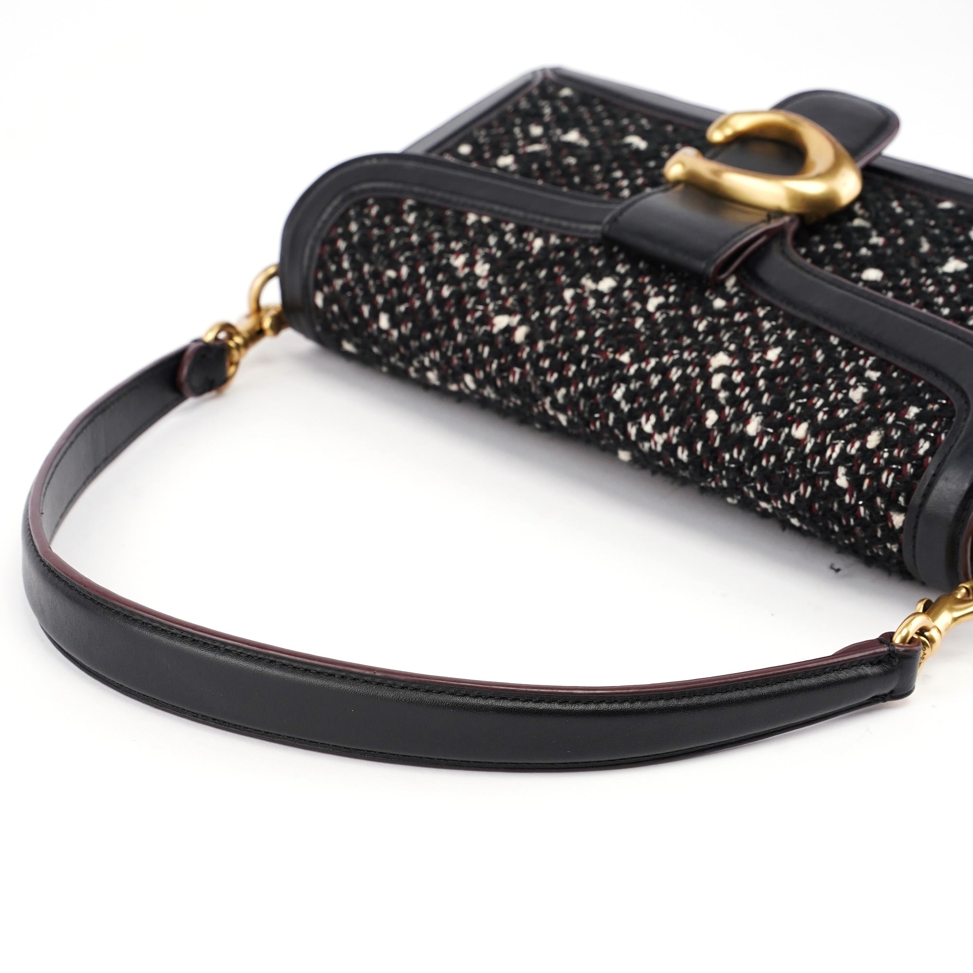 Black Tweed Leather Tabby Shoulder Bag