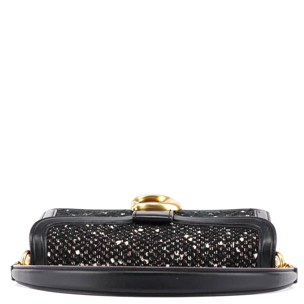 Black Tweed Leather Tabby Shoulder Bag