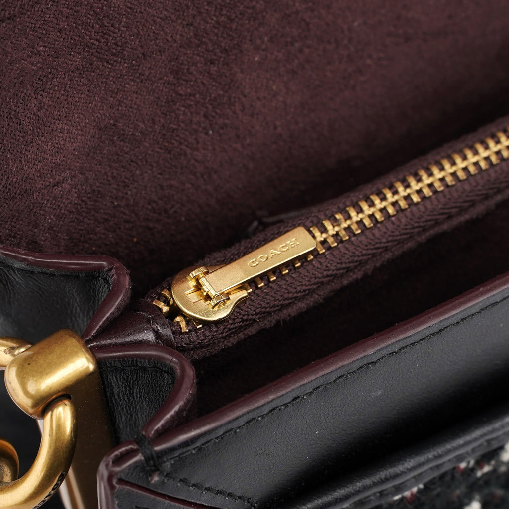 Black Tweed Leather Tabby Shoulder Bag