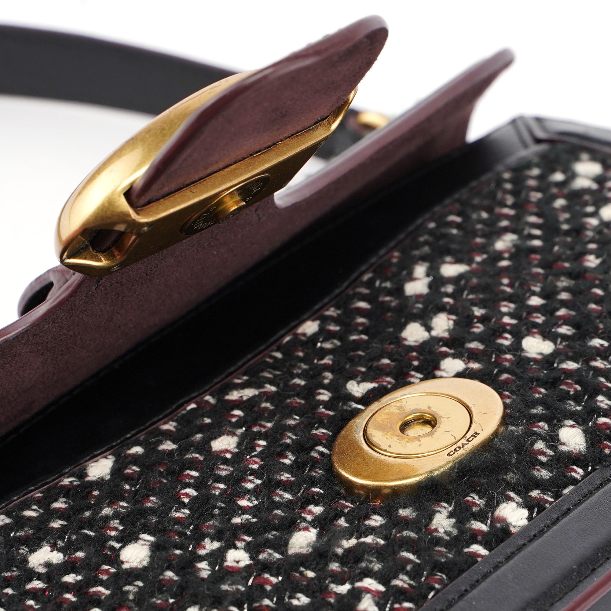 Black Tweed Leather Tabby Shoulder Bag