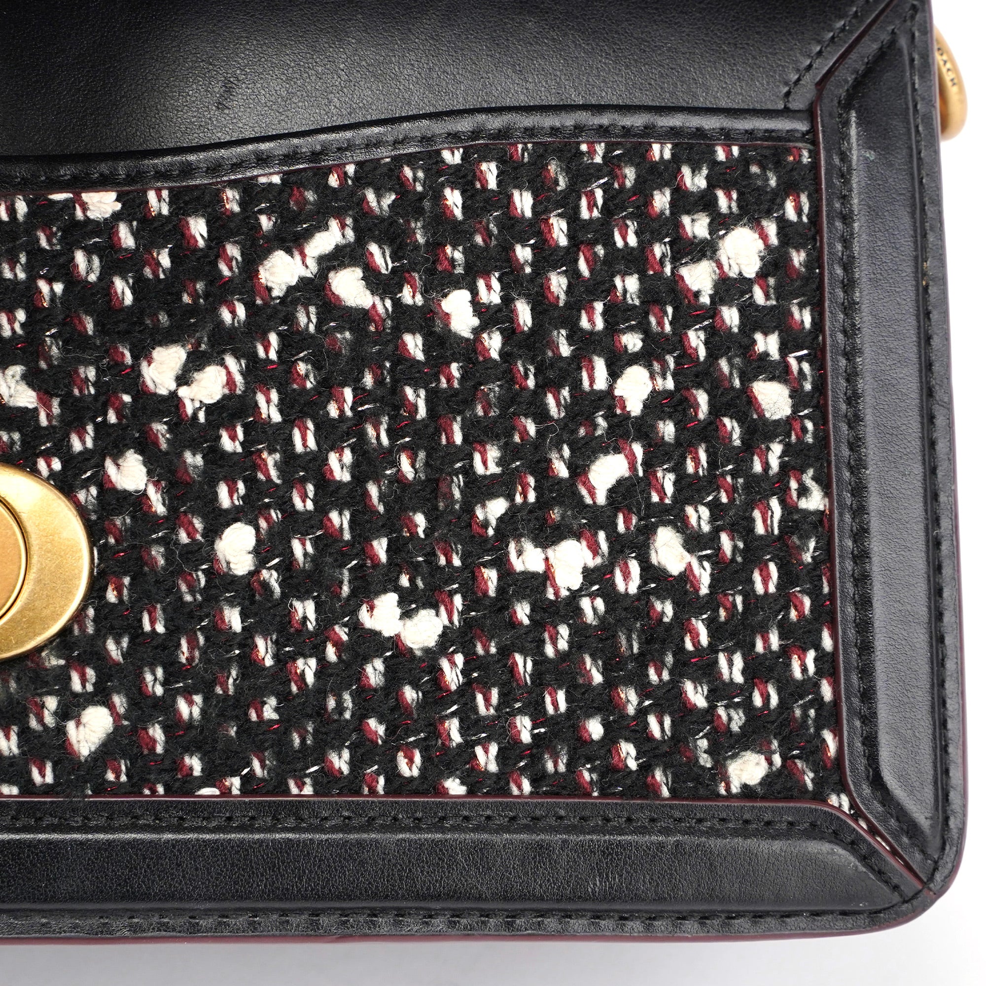 Black Tweed Leather Tabby Shoulder Bag