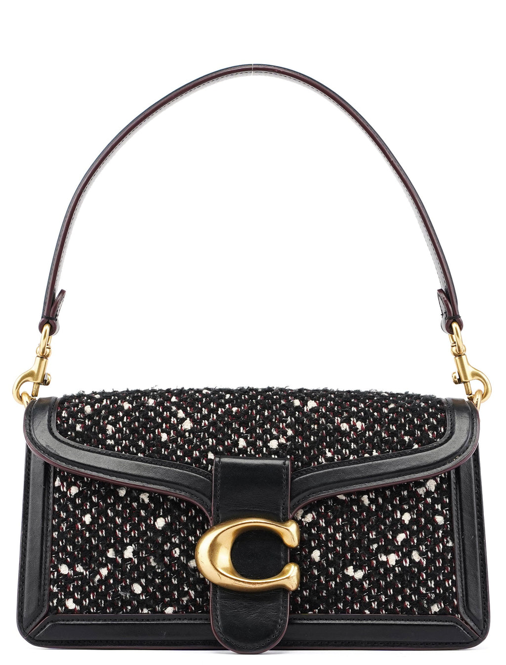 Black Tweed Leather Tabby Shoulder Bag