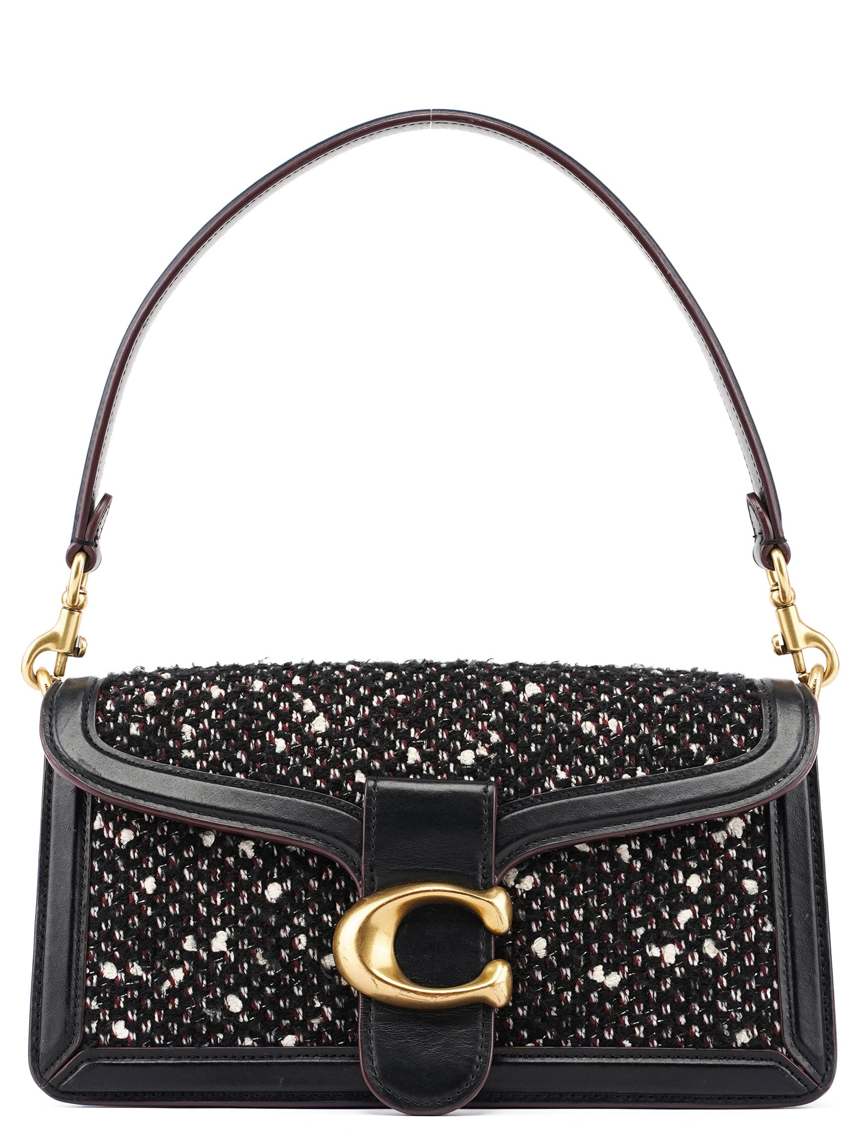 Black Tweed Leather Tabby Shoulder Bag