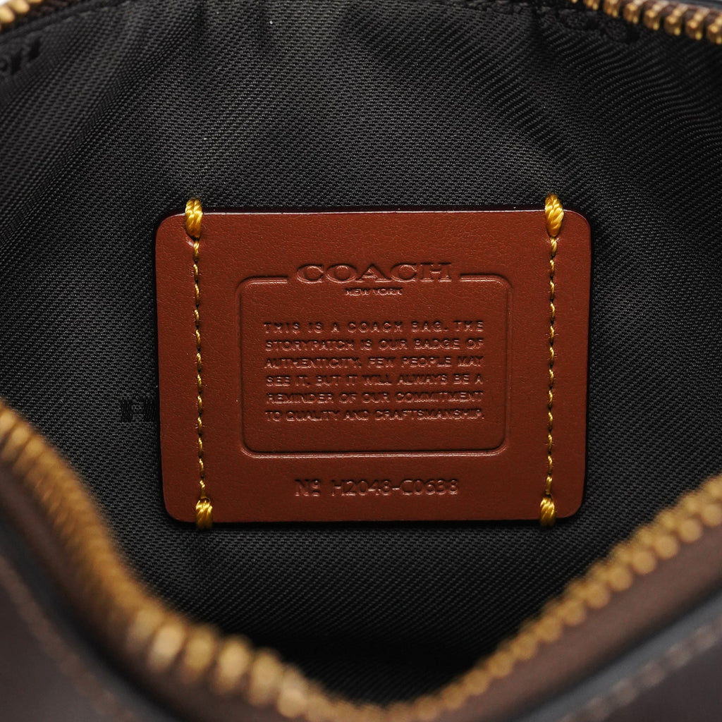 Brown Leather Turnlock Shoulder Bag