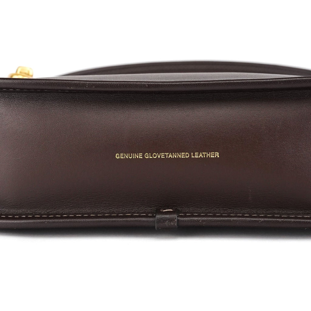 Brown Leather Turnlock Shoulder Bag