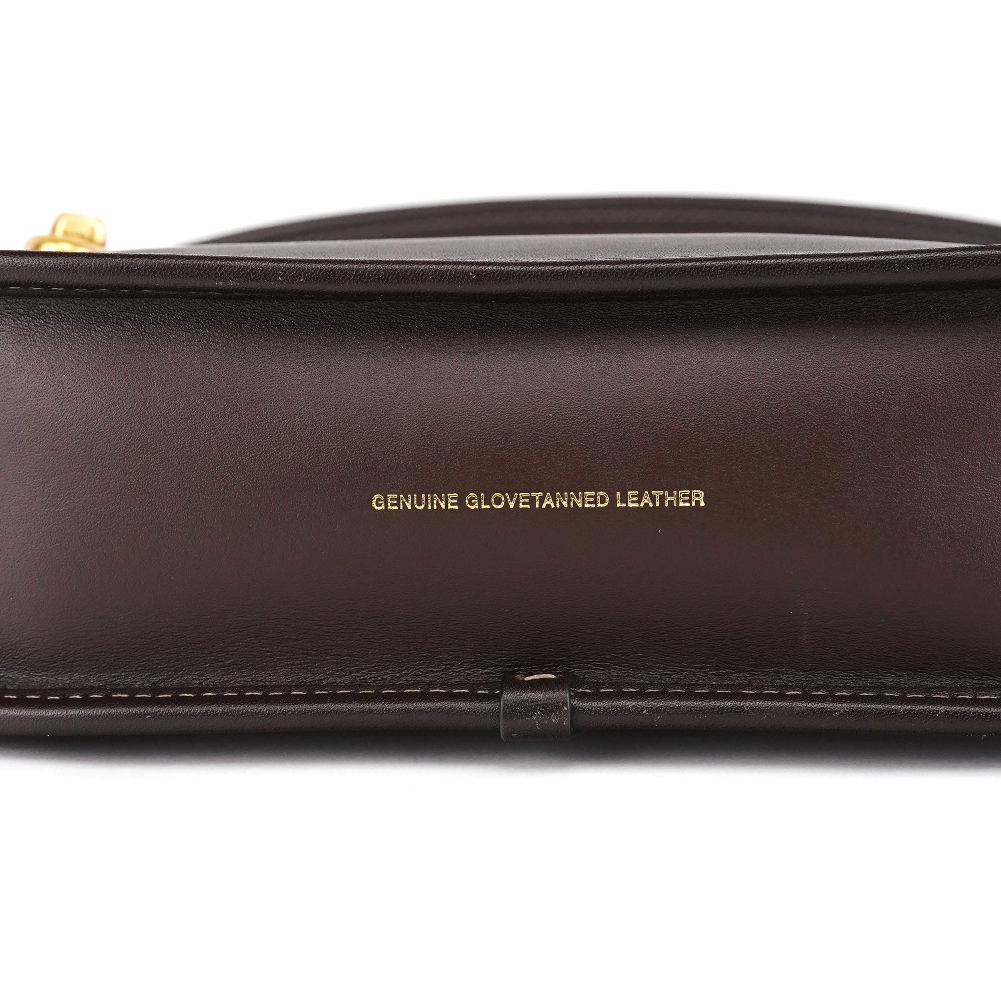 Brown Leather Turnlock Shoulder Bag