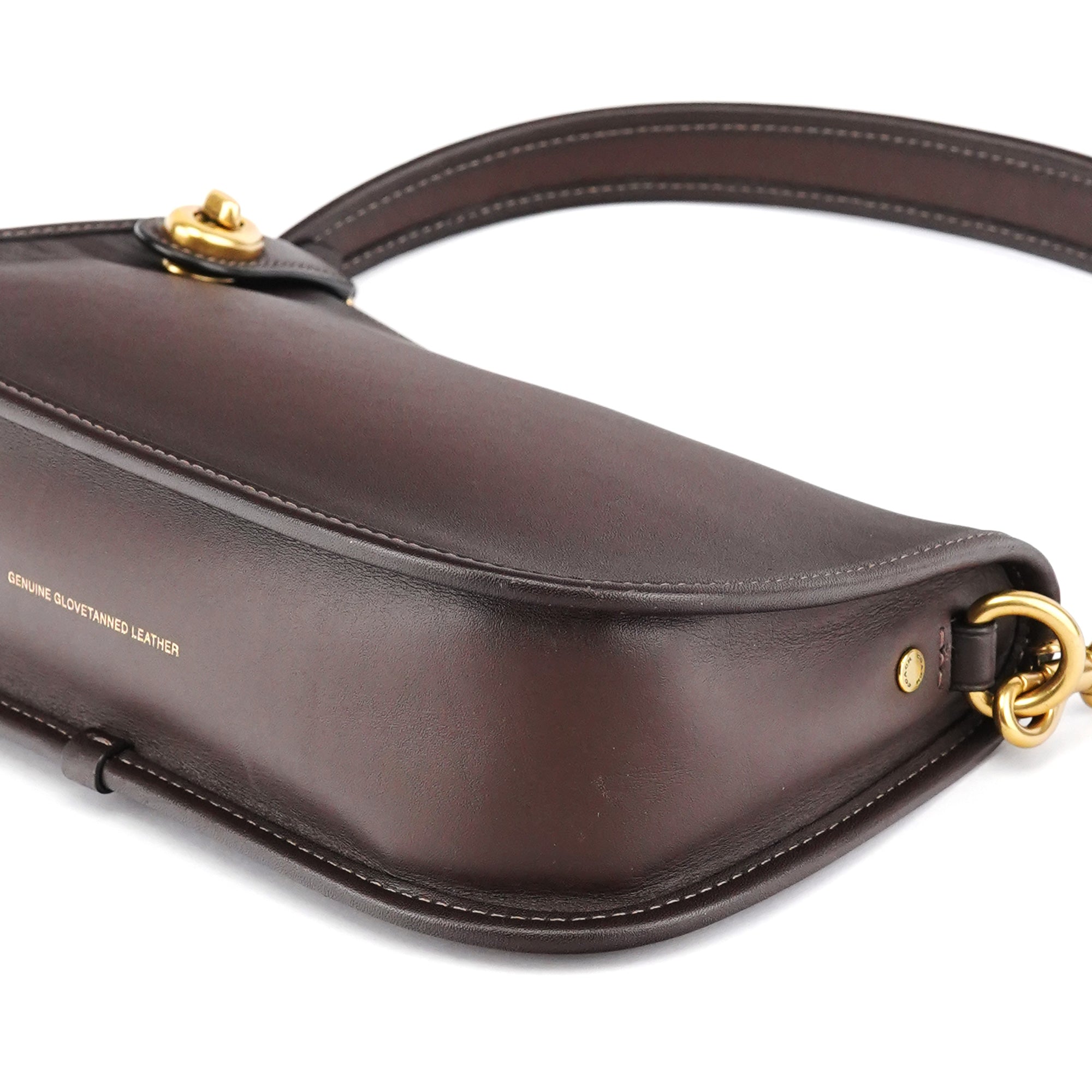 Brown Leather Turnlock Shoulder Bag