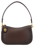 Brown Leather Turnlock Shoulder Bag