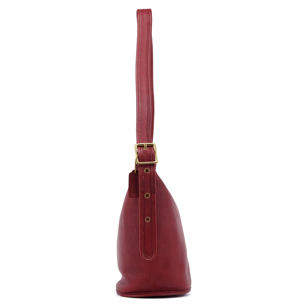 Burgundy Leather Bucket Ergo Shoulder Bag
