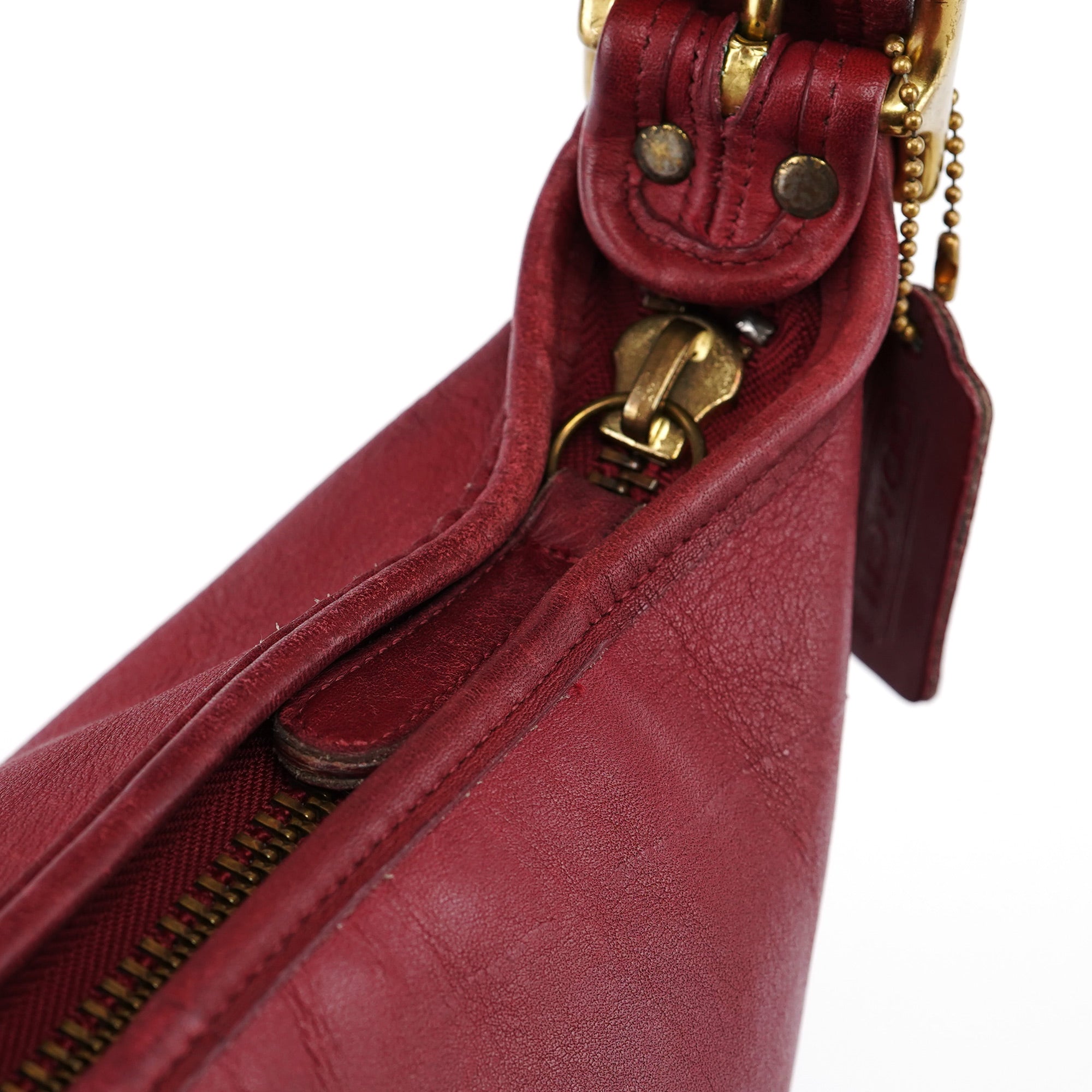 Burgundy Leather Bucket Ergo Shoulder Bag