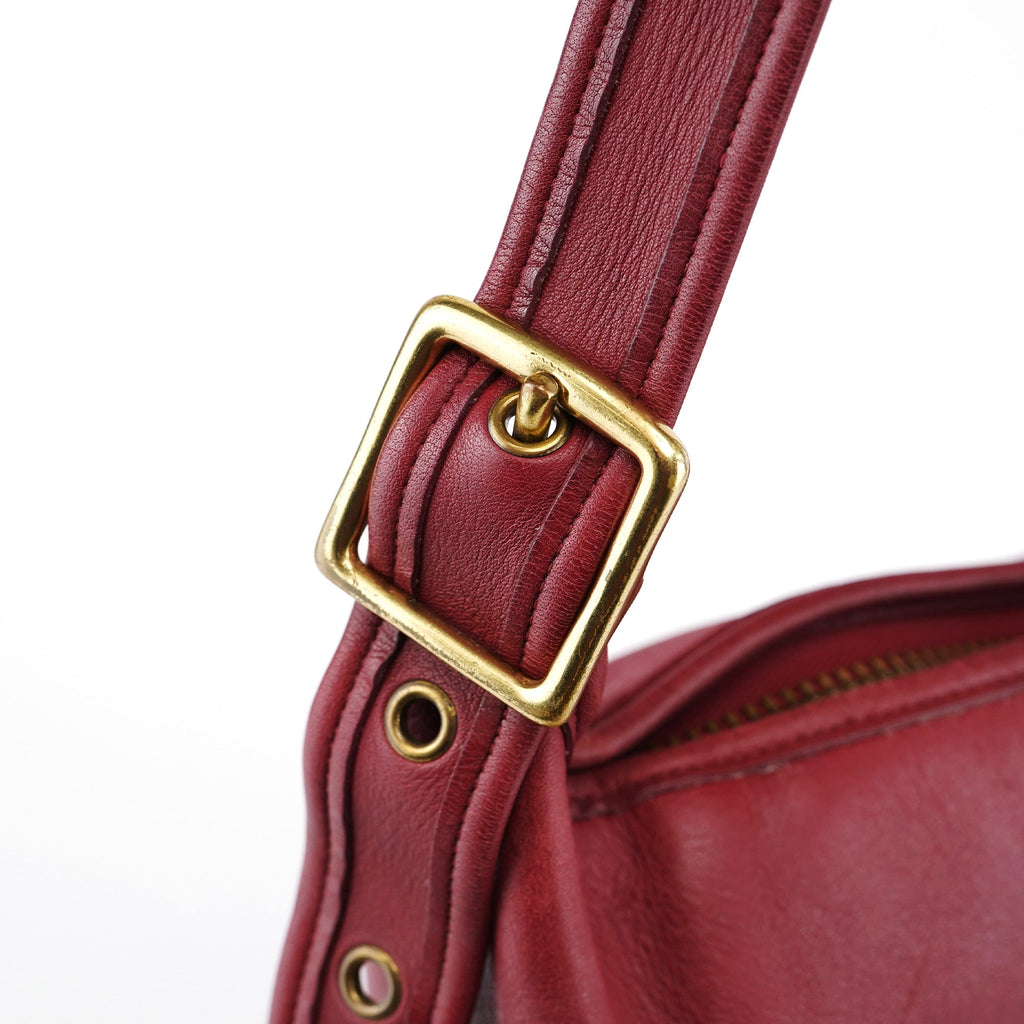 Burgundy Leather Bucket Ergo Shoulder Bag