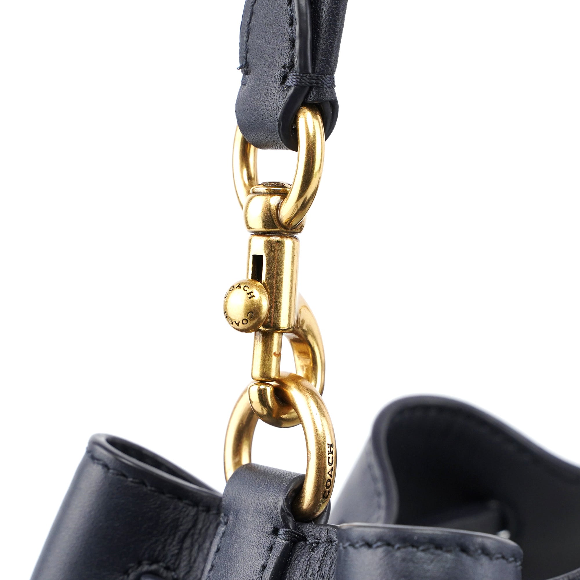 C3853 Beige Navy Signature C Bucket 2-Way Bag