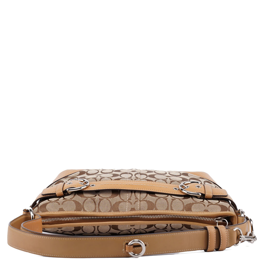 F07077 Beige Signature C Hobo Shoulder Bag