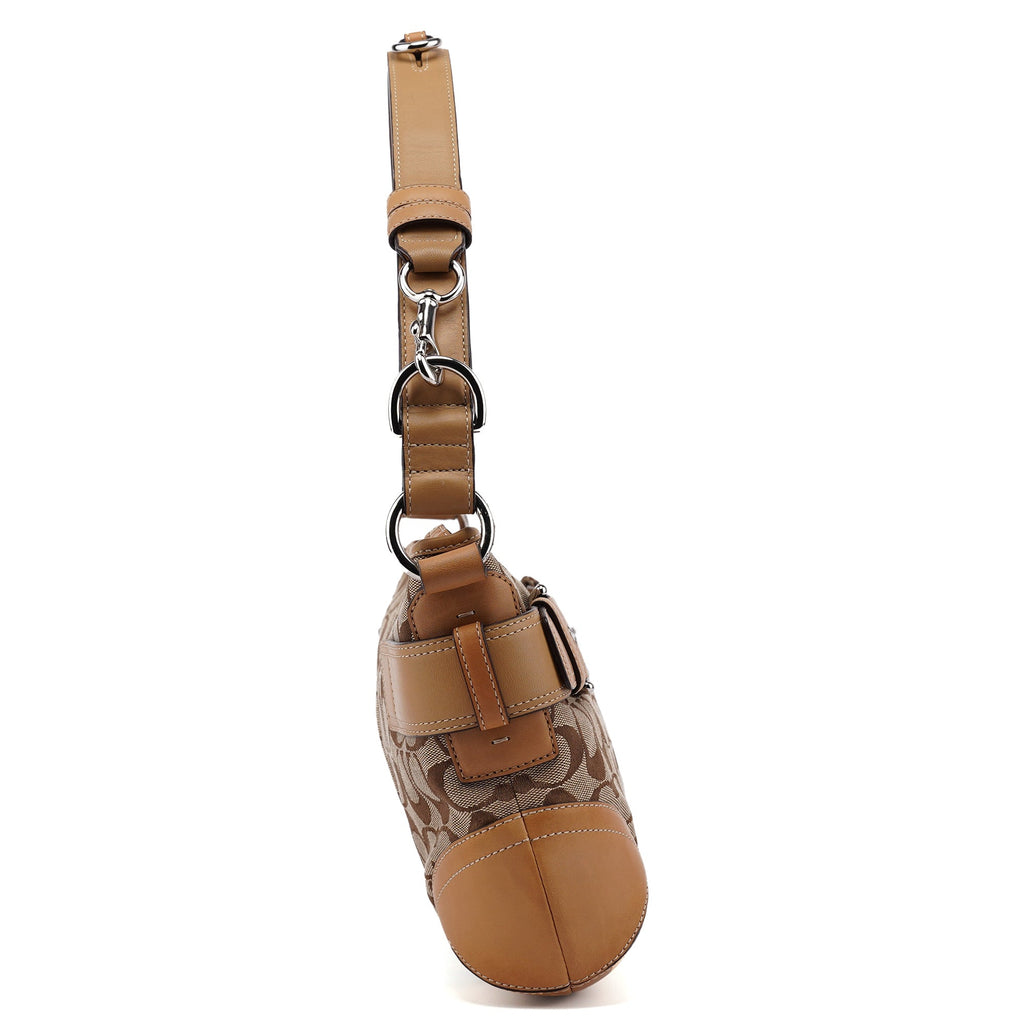 F07077 Beige Signature C Hobo Shoulder Bag