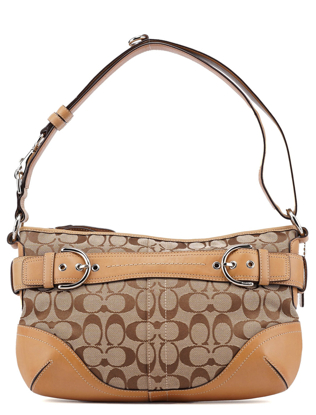 F07077 Beige Signature C Hobo Shoulder Bag