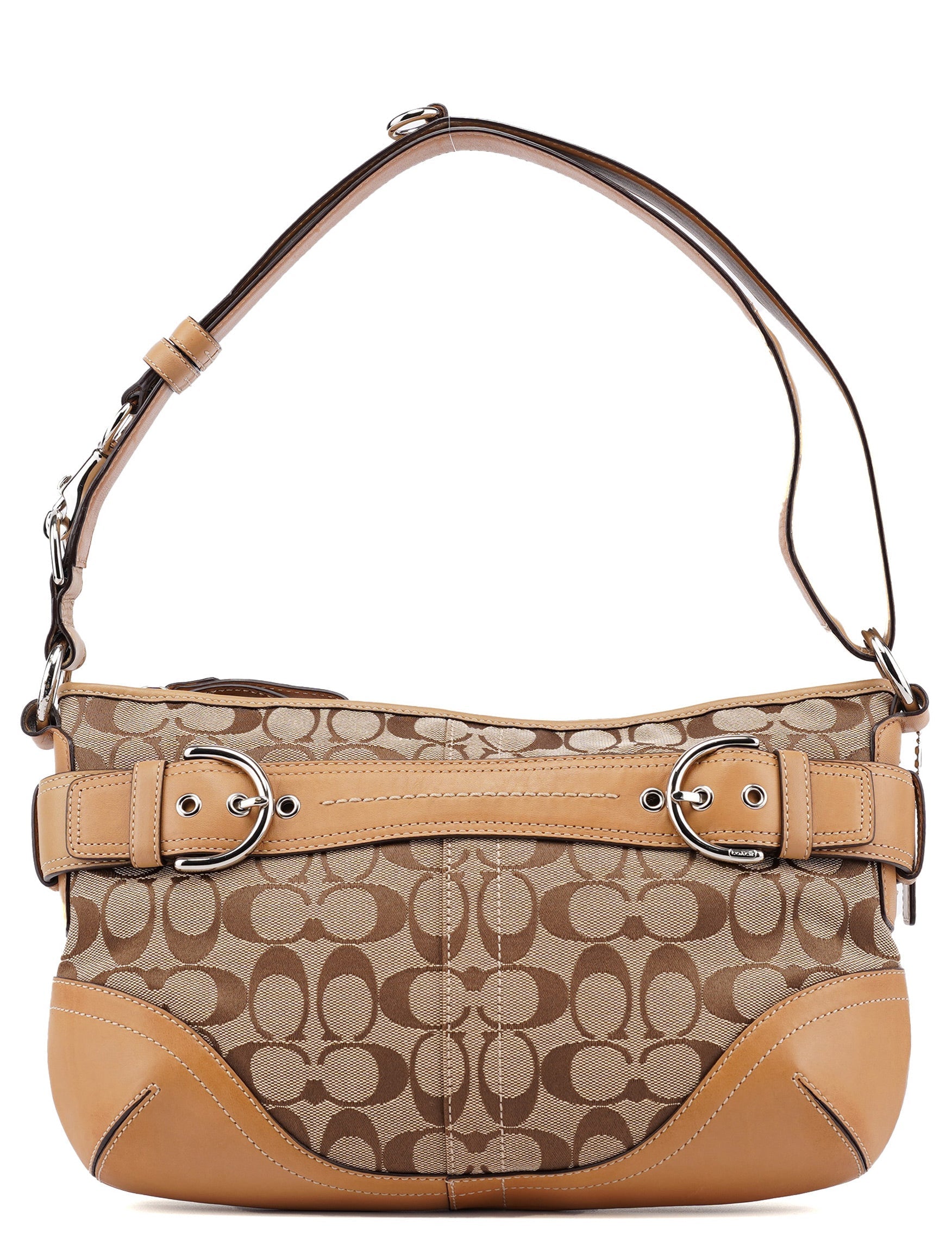 F07077 Beige Signature C Hobo Shoulder Bag