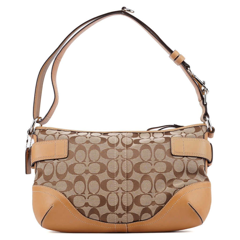F07077 Beige Signature C Hobo Shoulder Bag