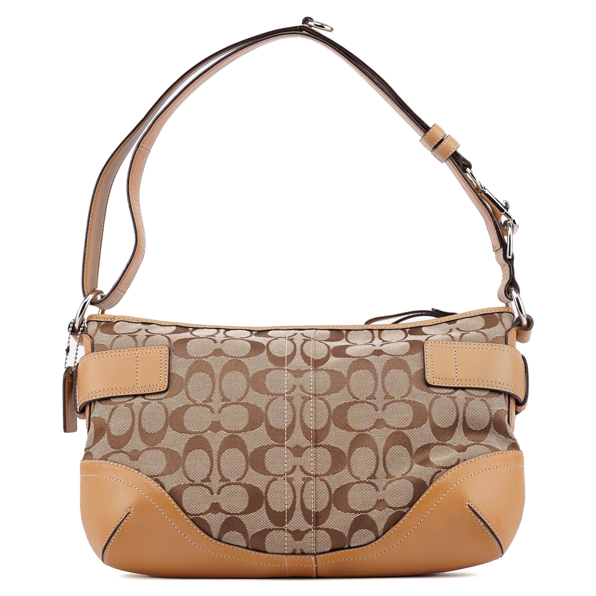 F07077 Beige Signature C Hobo Shoulder Bag