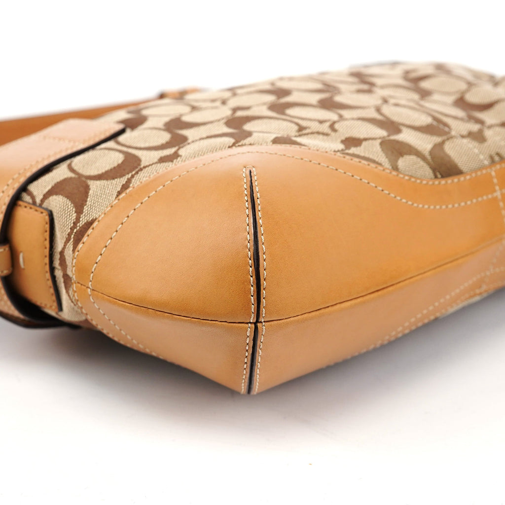 F07077 Beige Signature C Hobo Shoulder Bag