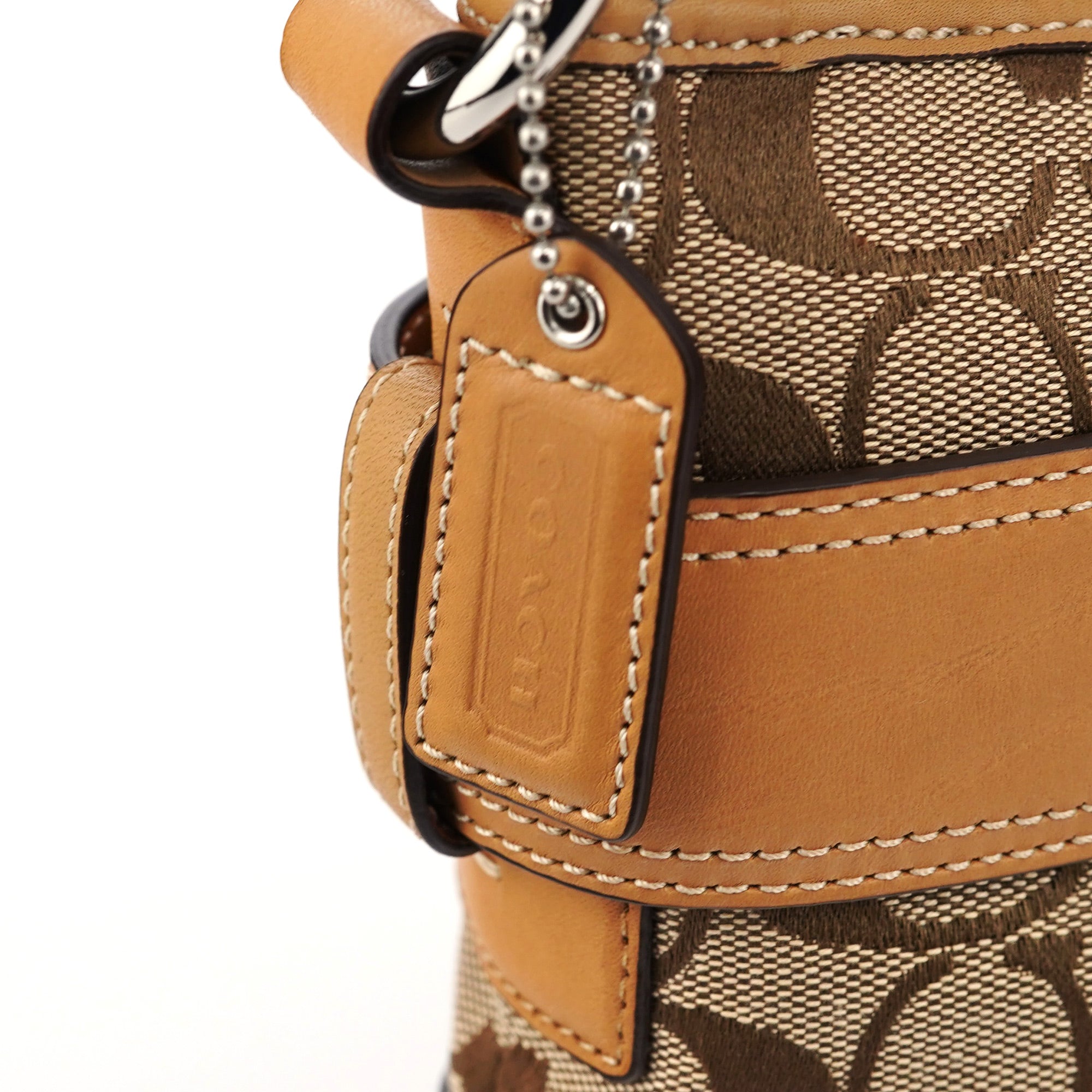 F07077 Beige Signature C Hobo Shoulder Bag