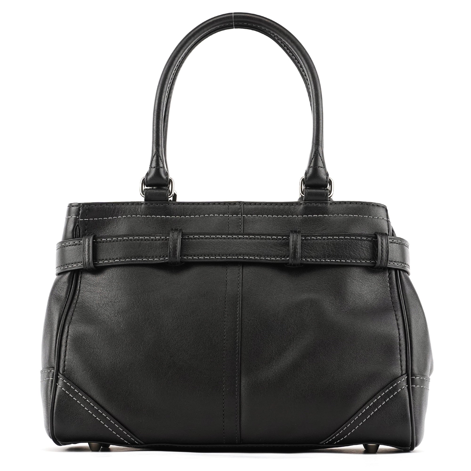 F08A70 Black Leather Hamptons Tote Bag