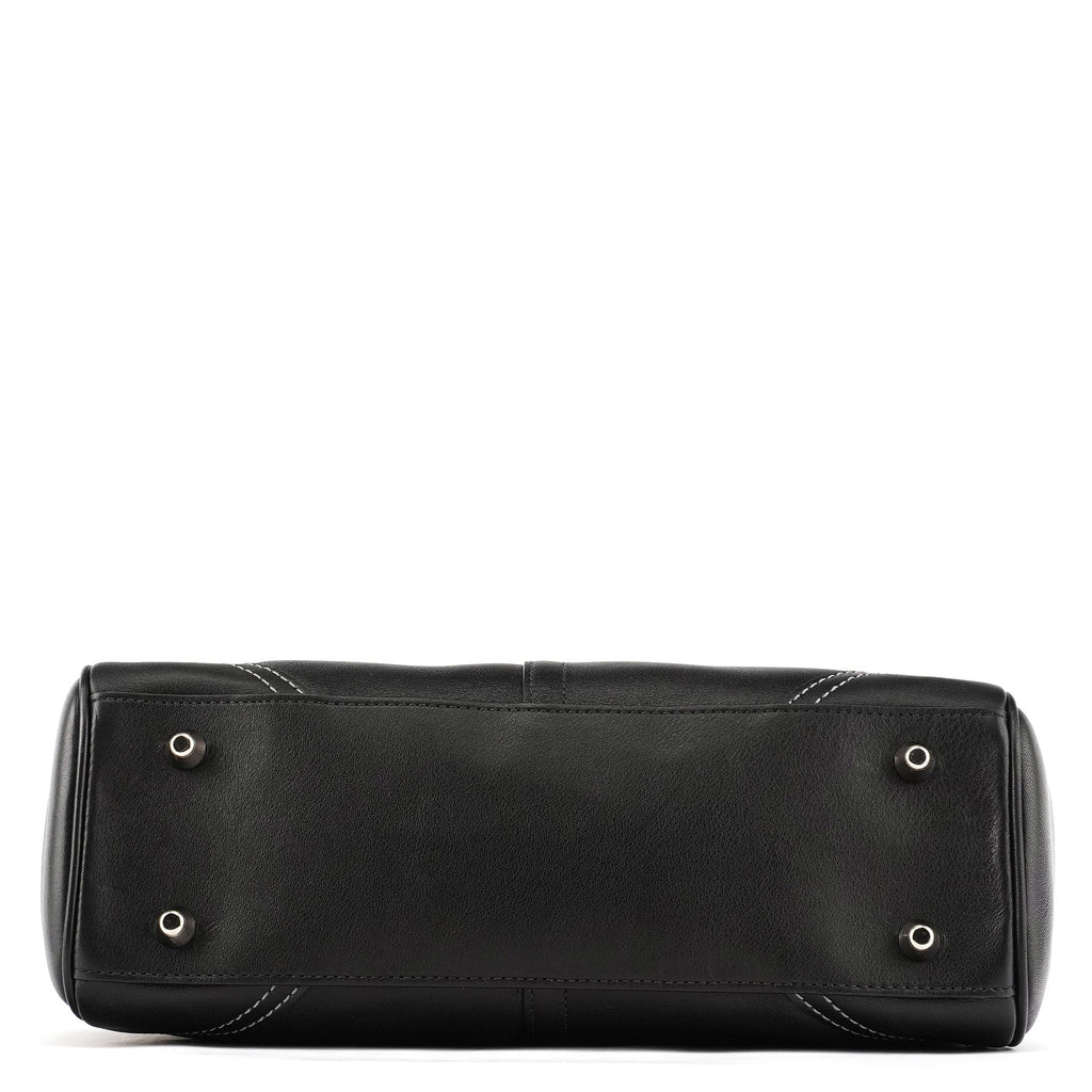 F08A70 Black Leather Hamptons Tote Bag