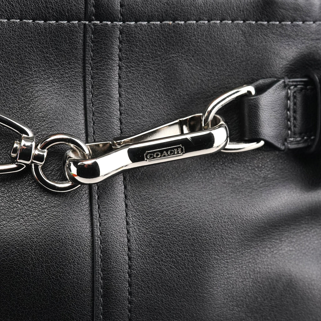 F08A70 Black Leather Hamptons Tote Bag