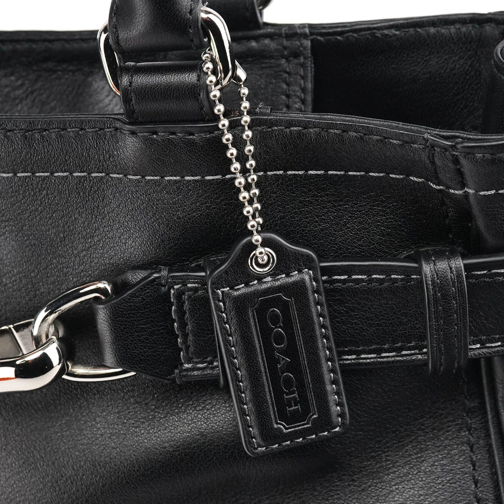 F08A70 Black Leather Hamptons Tote Bag