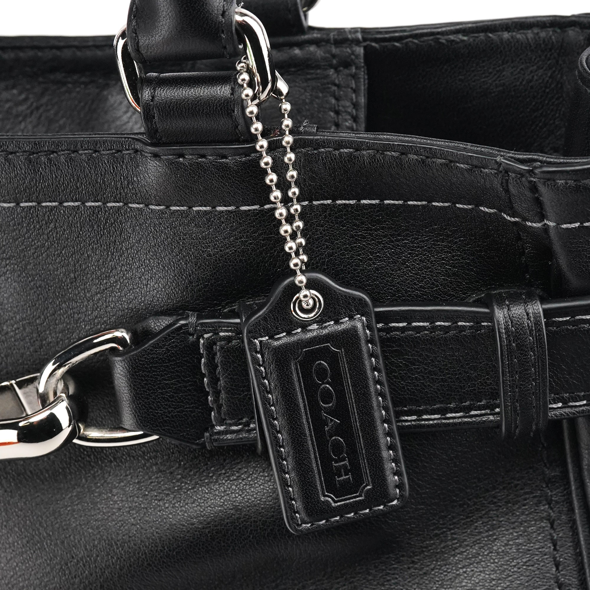 F08A70 Black Leather Hamptons Tote Bag