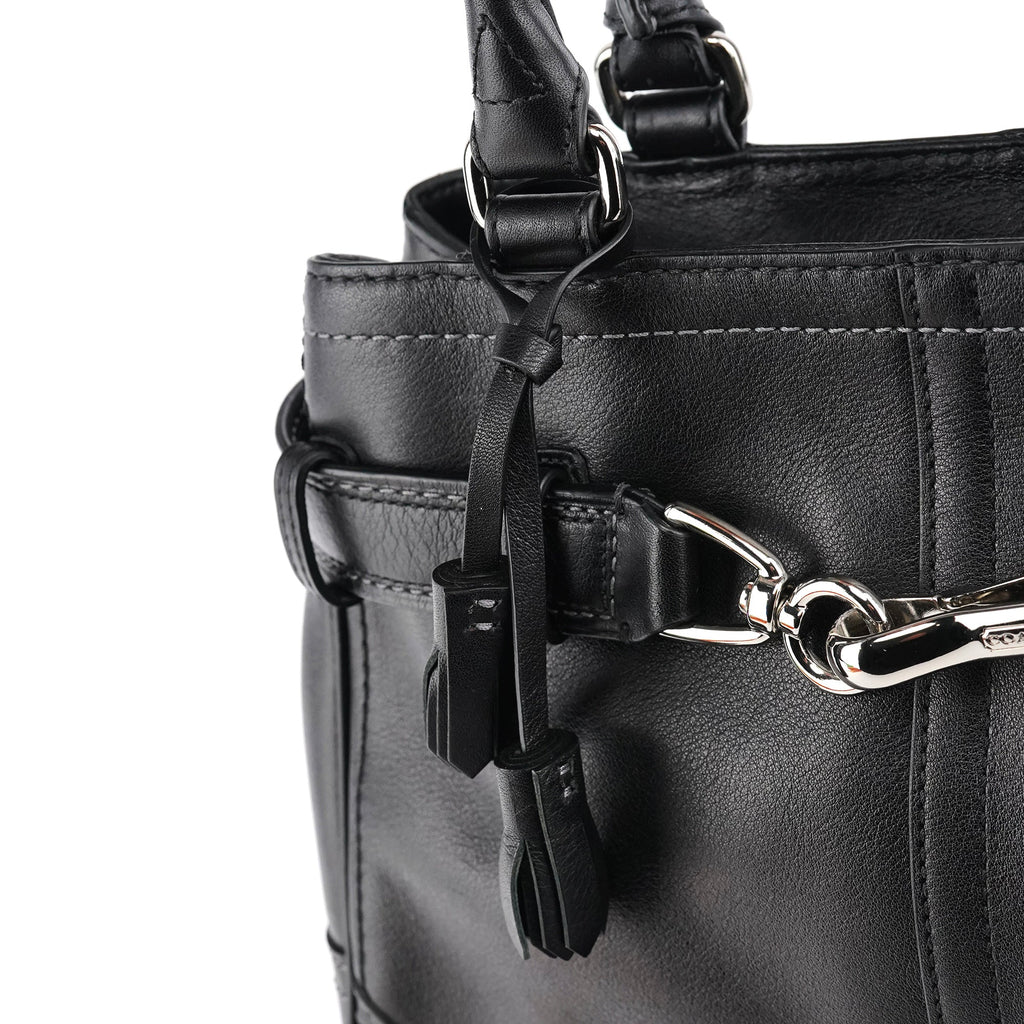 F08A70 Black Leather Hamptons Tote Bag