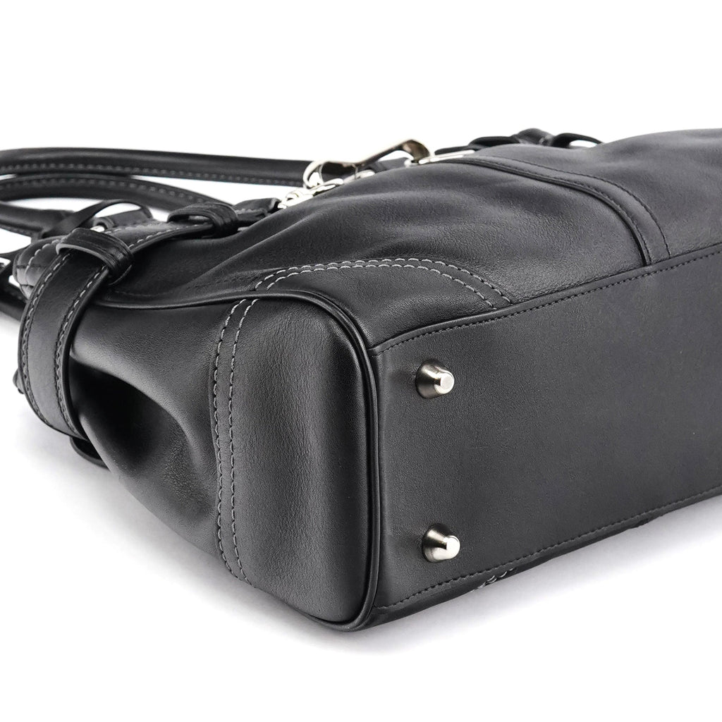 F08A70 Black Leather Hamptons Tote Bag
