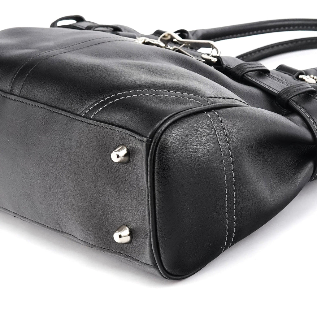 F08A70 Black Leather Hamptons Tote Bag