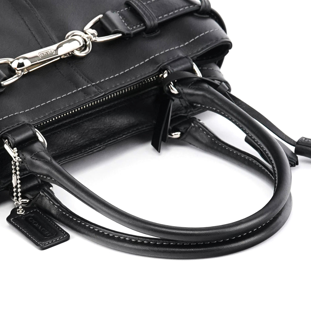 F08A70 Black Leather Hamptons Tote Bag