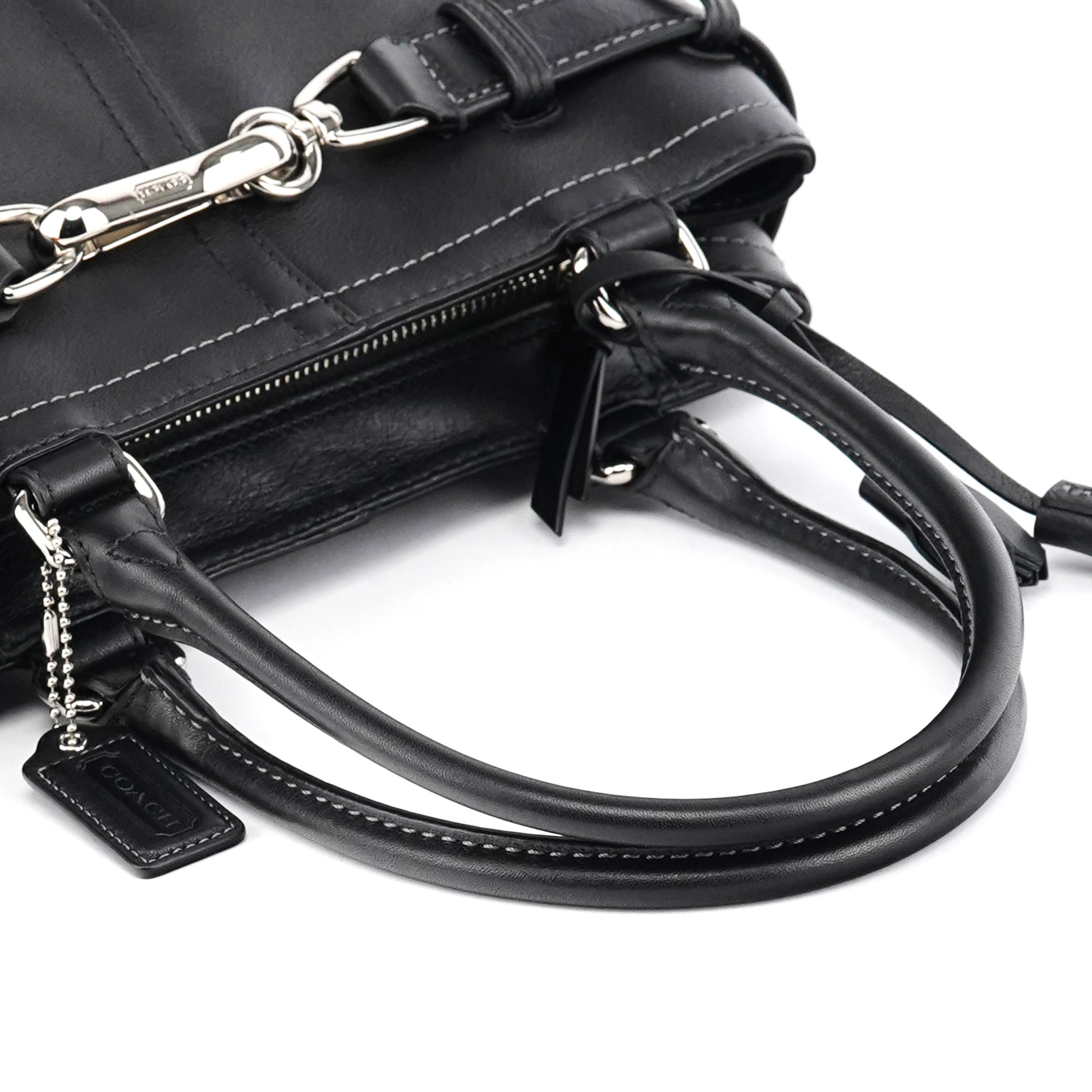 F08A70 Black Leather Hamptons Tote Bag