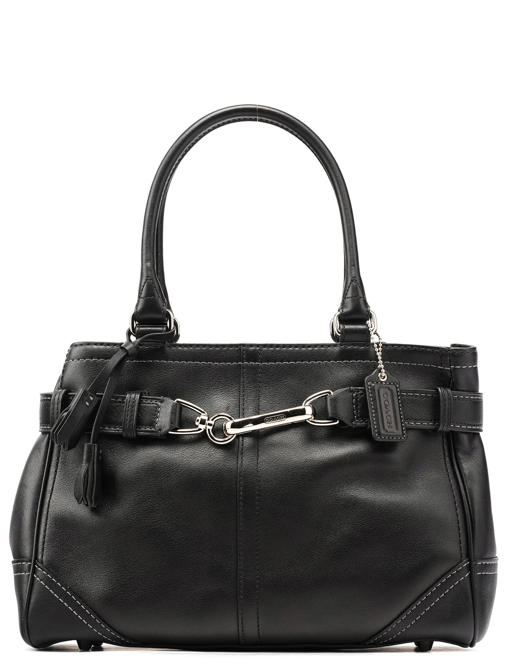 F08A70 Black Leather Hamptons Tote Bag