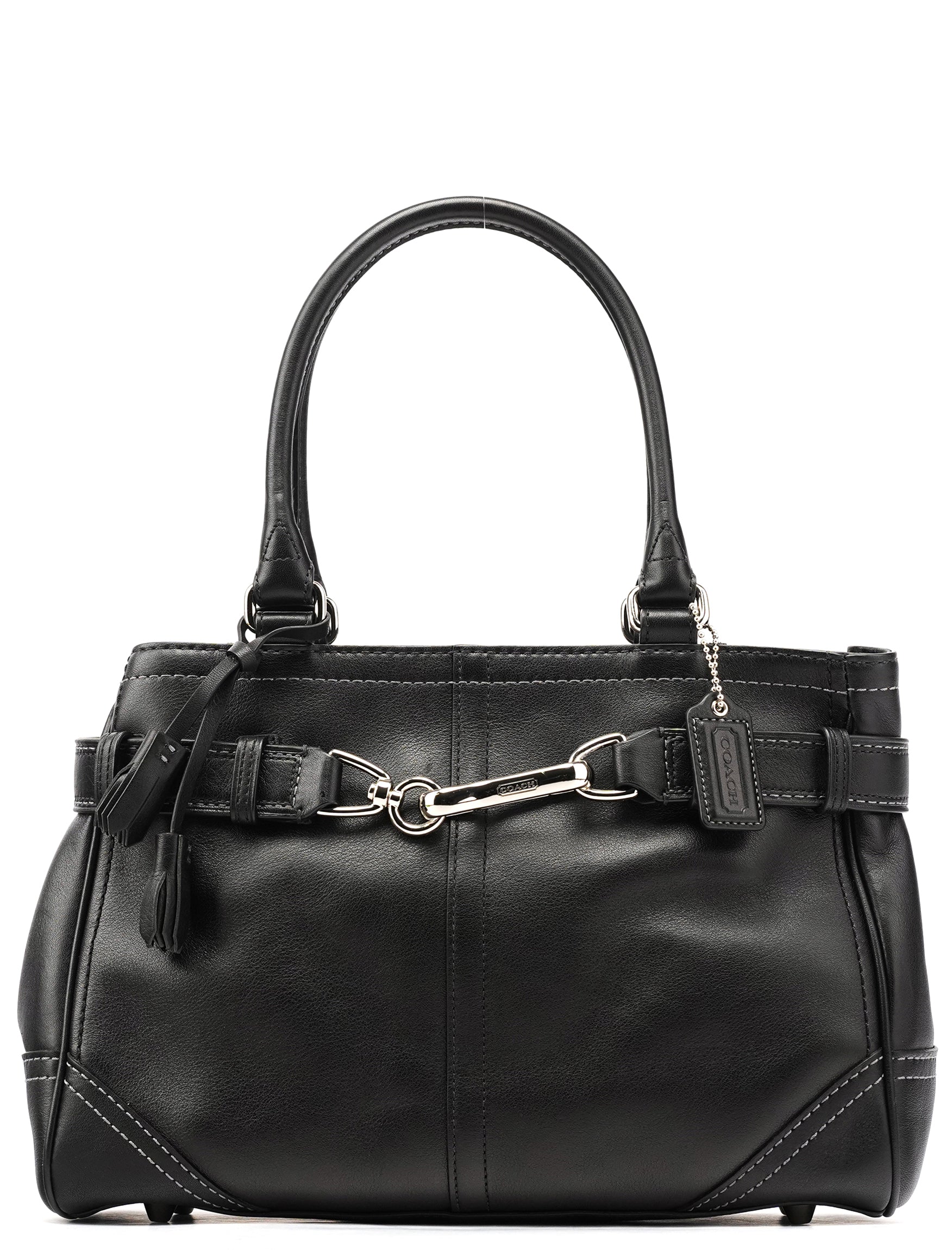 F08A70 Black Leather Hamptons Tote Bag