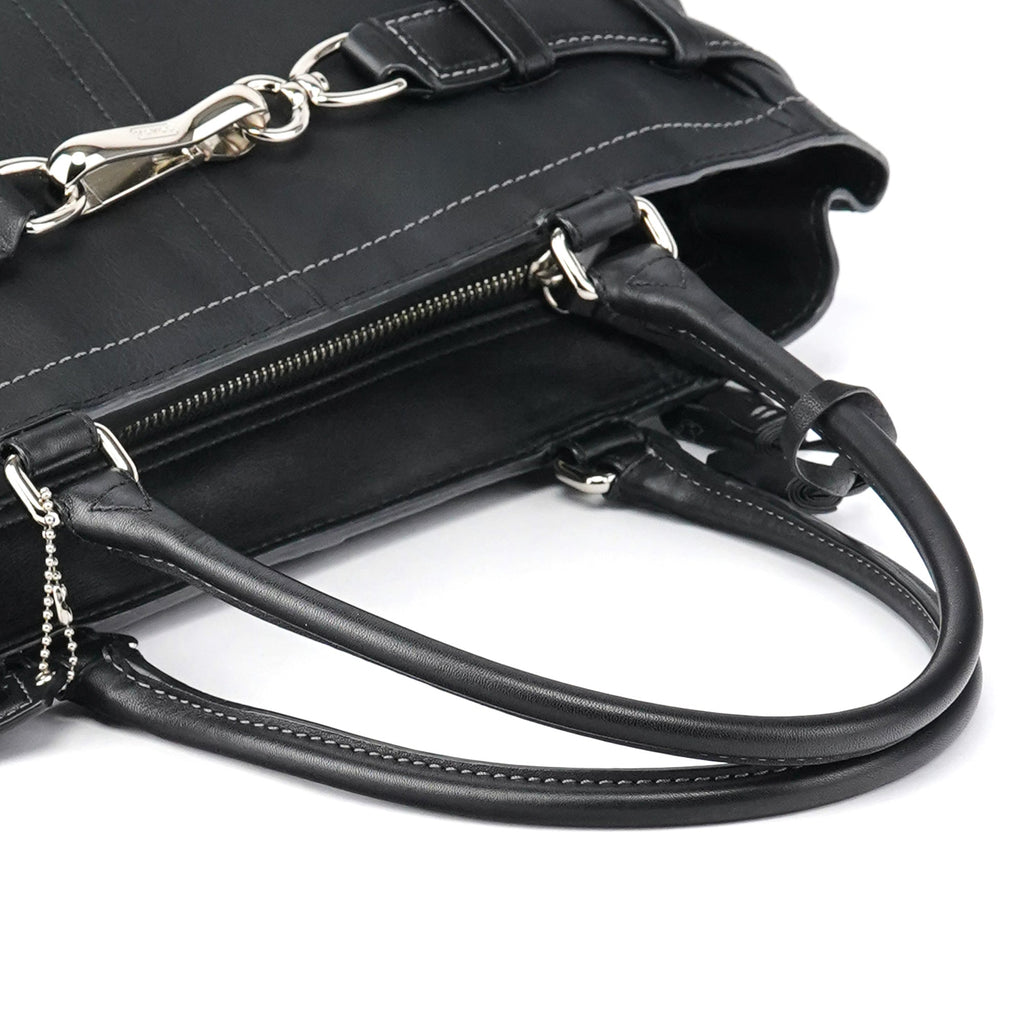 F08A71 Black Leather Hamptons Tote Bag