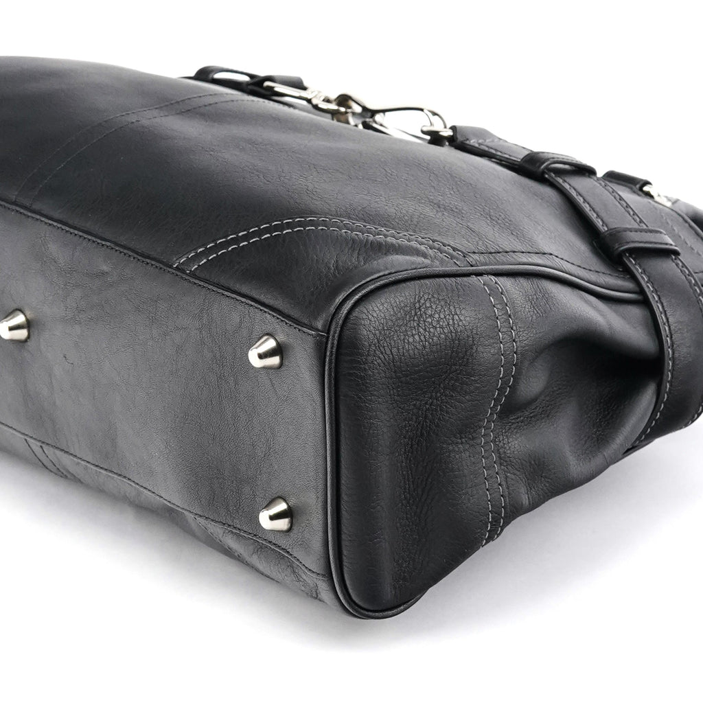 F08A71 Black Leather Hamptons Tote Bag