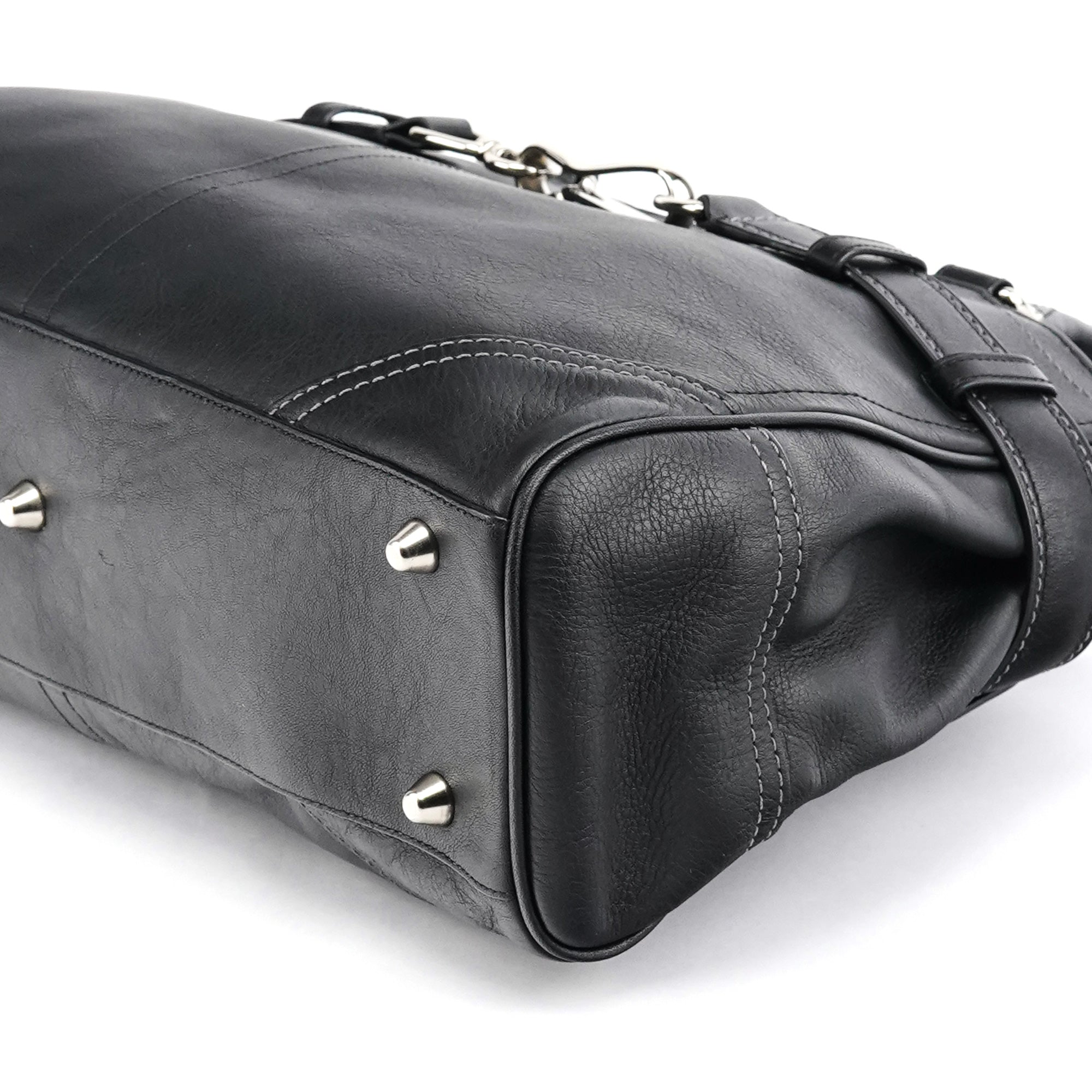 F08A71 Black Leather Hamptons Tote Bag