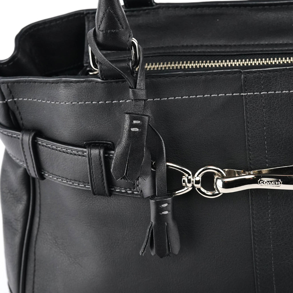 F08A71 Black Leather Hamptons Tote Bag