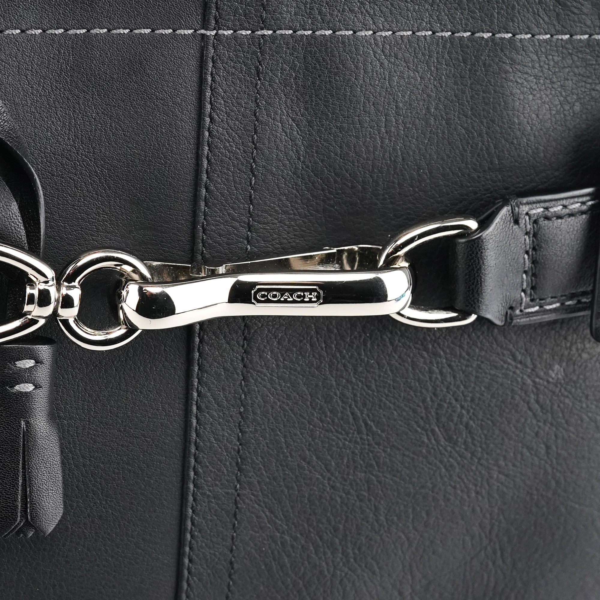 F08A71 Black Leather Hamptons Tote Bag