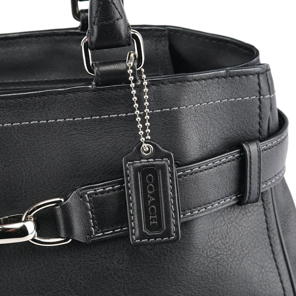 F08A71 Black Leather Hamptons Tote Bag