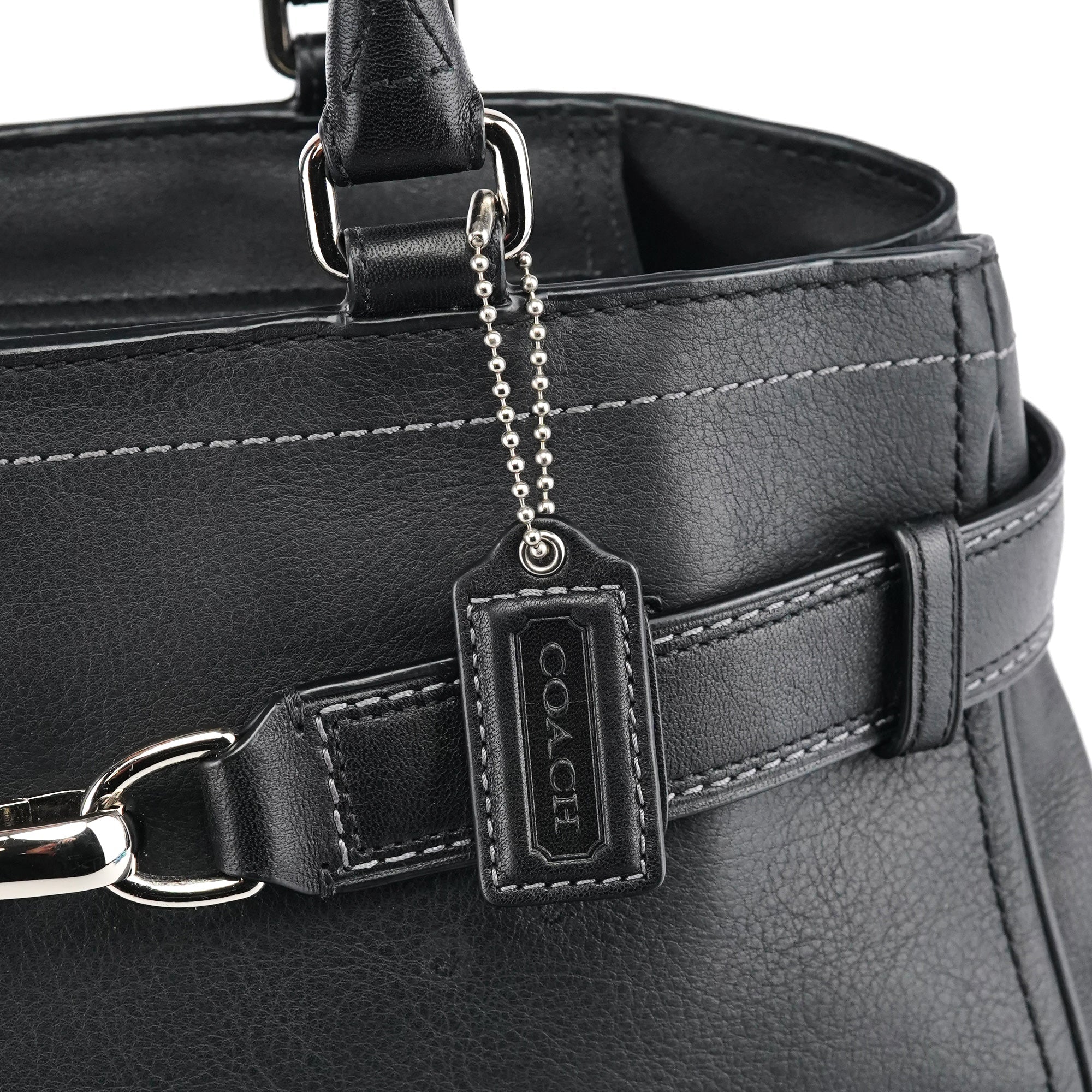 F08A71 Black Leather Hamptons Tote Bag